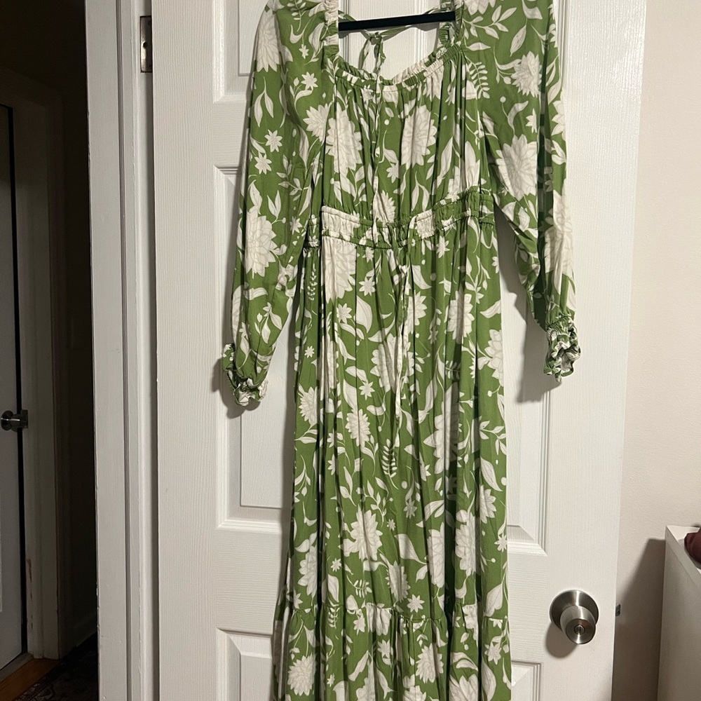Green Floral Long Sleeve Maxi Dress - Brand